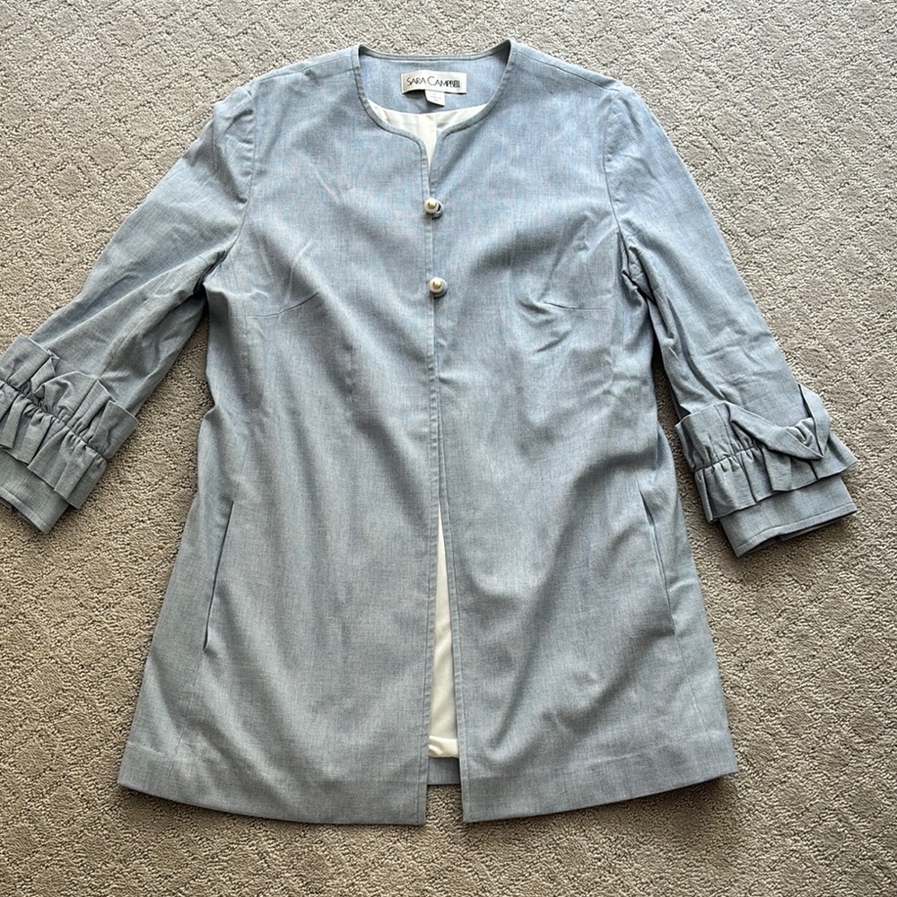 Sara Campbell light blue Ruffled Blazer jacket